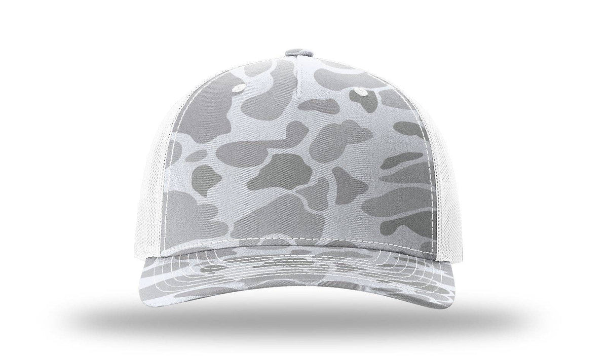 Richardson 112PFP Printed Five Panel Trucker Cap New Colors for 2025: Harvest Duck Camo/Light Tan
