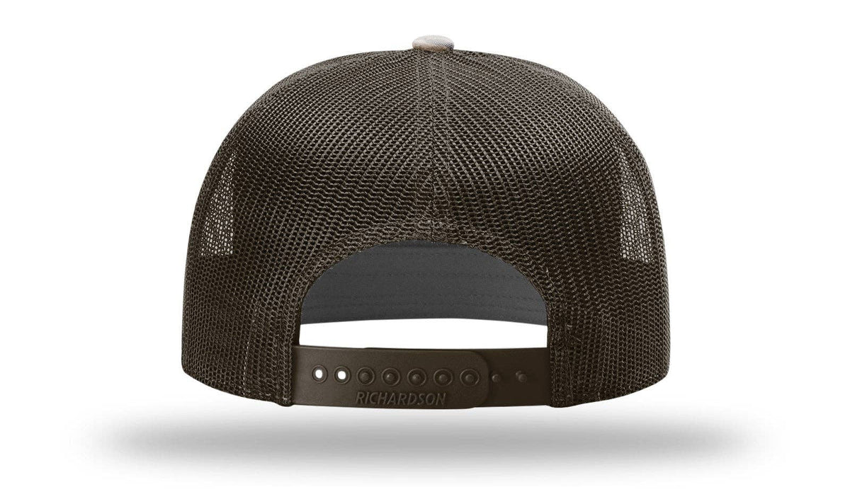 Richardson 168P Printed 7 Panel Trucker Hat: Realtree Advantage/Khaki