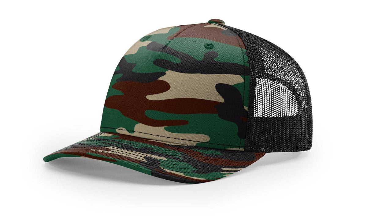 Richardson 112PFP Printed Five Panel Trucker Hat Camo Cap - 112 PFP: Realtree Edge/Blaze Orange