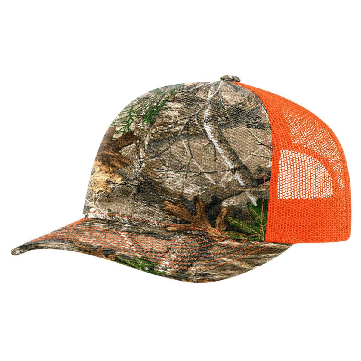 Richardson 112P Printed Trucker Hat Snapback Cap: Army Green Camo/Black