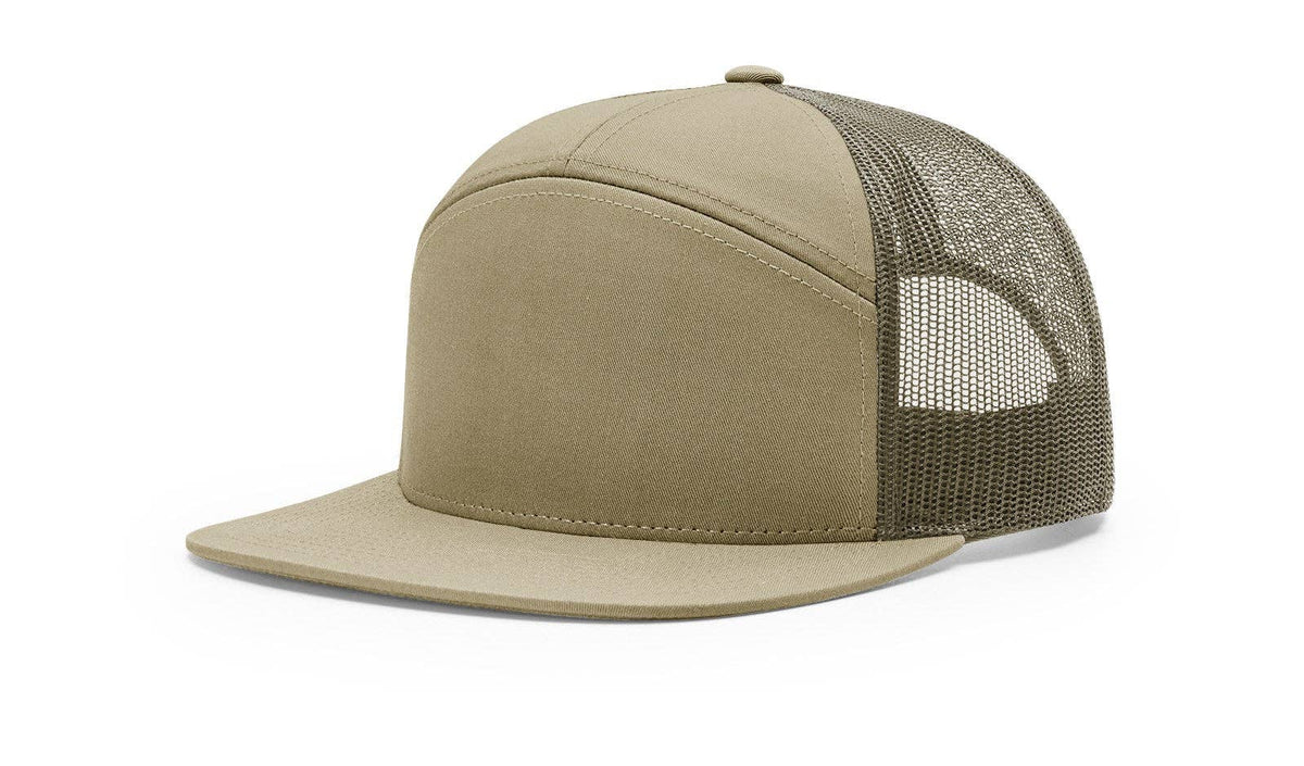 Richardson 168 7-Panel Trucker Hat: Pale Khaki/Loden Green
