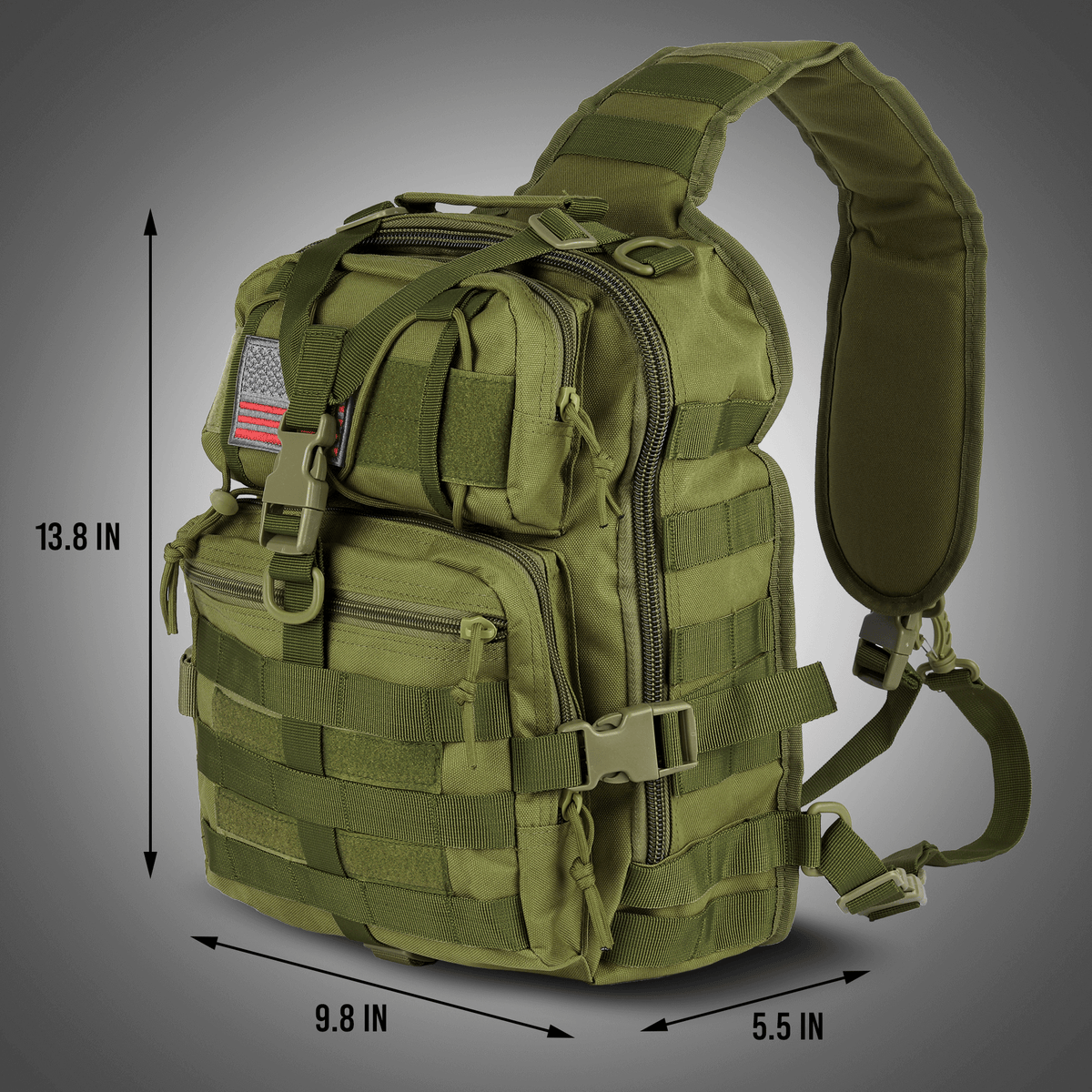 XGear 14L Range Sling Bag Backpack with Adjustable Strap: Khaki