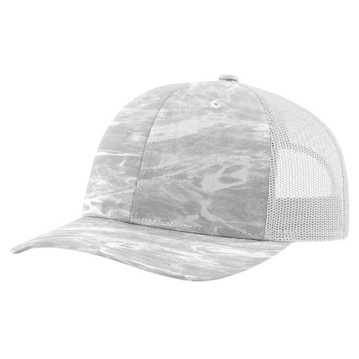 Richardson 112P Printed Trucker Hat Snapback Cap: Army Green Camo/Black