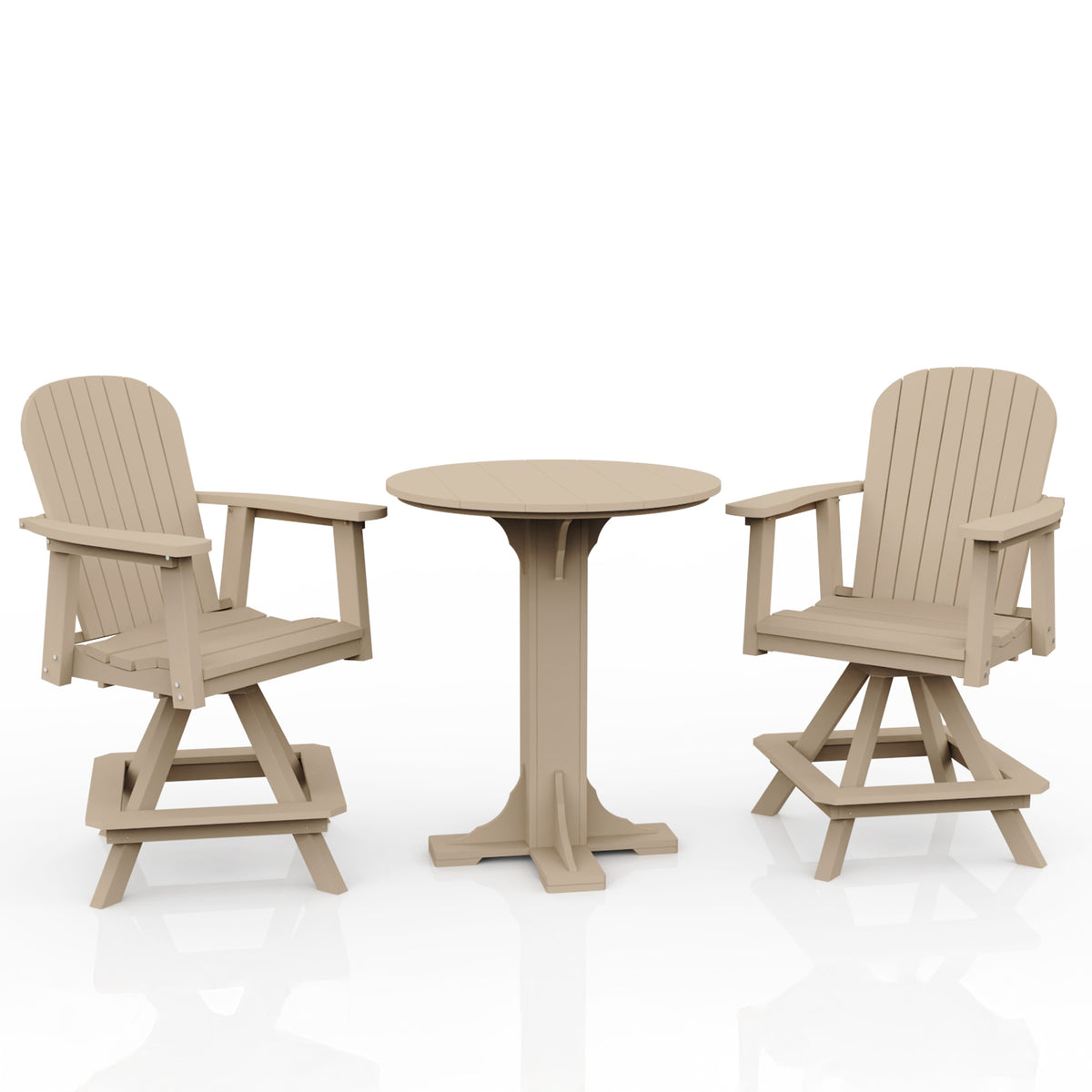 Poly Grove 3 Piece 31" Pub Counter Table & Swivel Chair Set