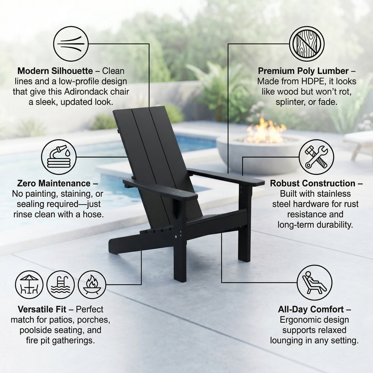 Poly Arvo Modern Adirondack Chair