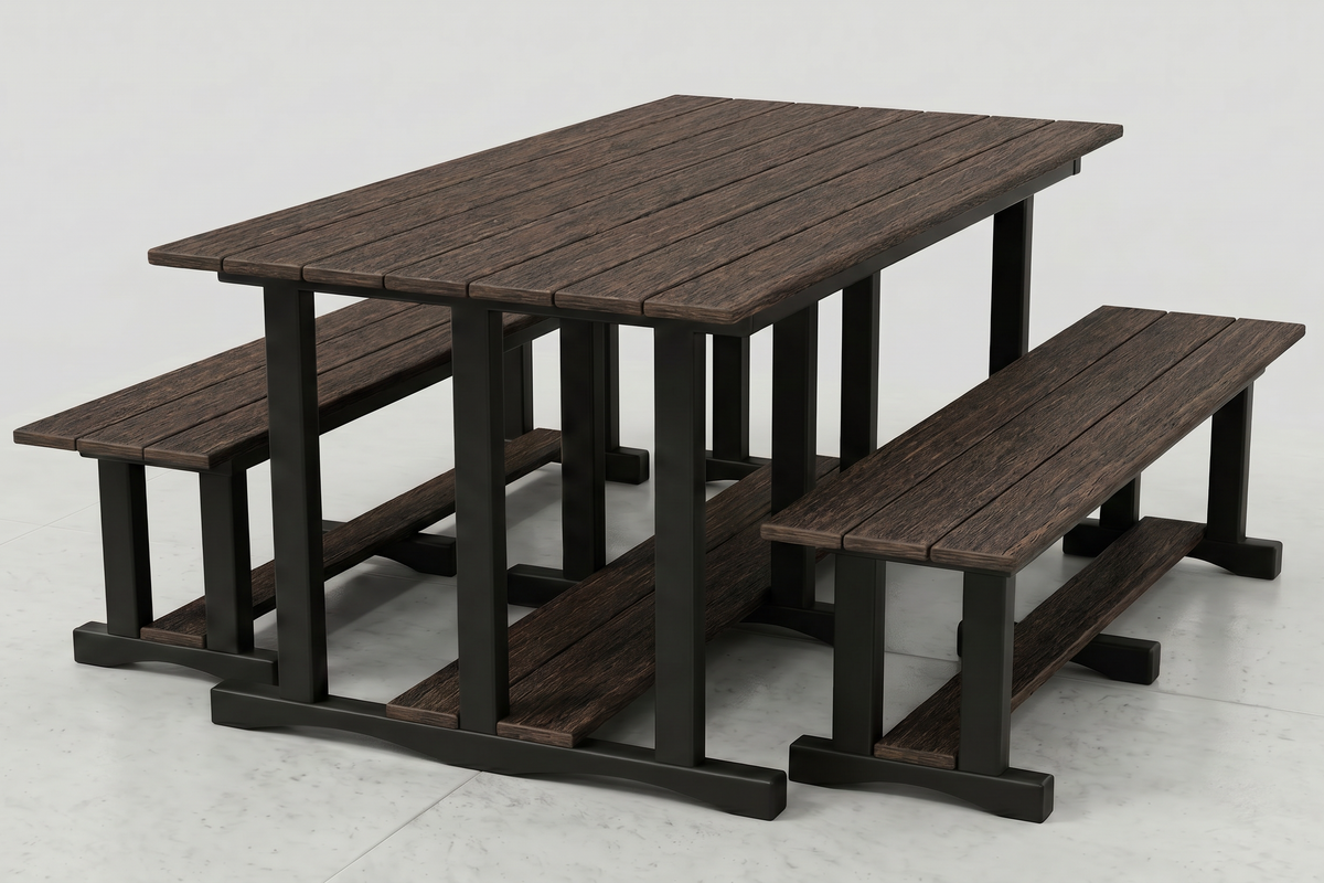 LOCAL Poly Grove 3 Piece Picnic Table Set w/ Benches