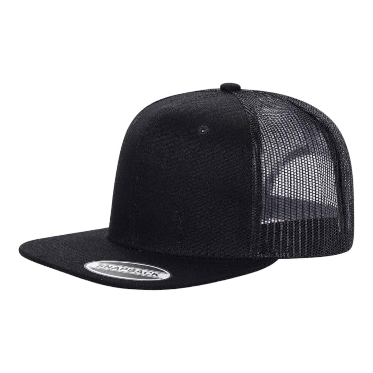 6-Panel Trucker Hat, Blank Flat Bill Mesh Cap: Olive/Khaki
