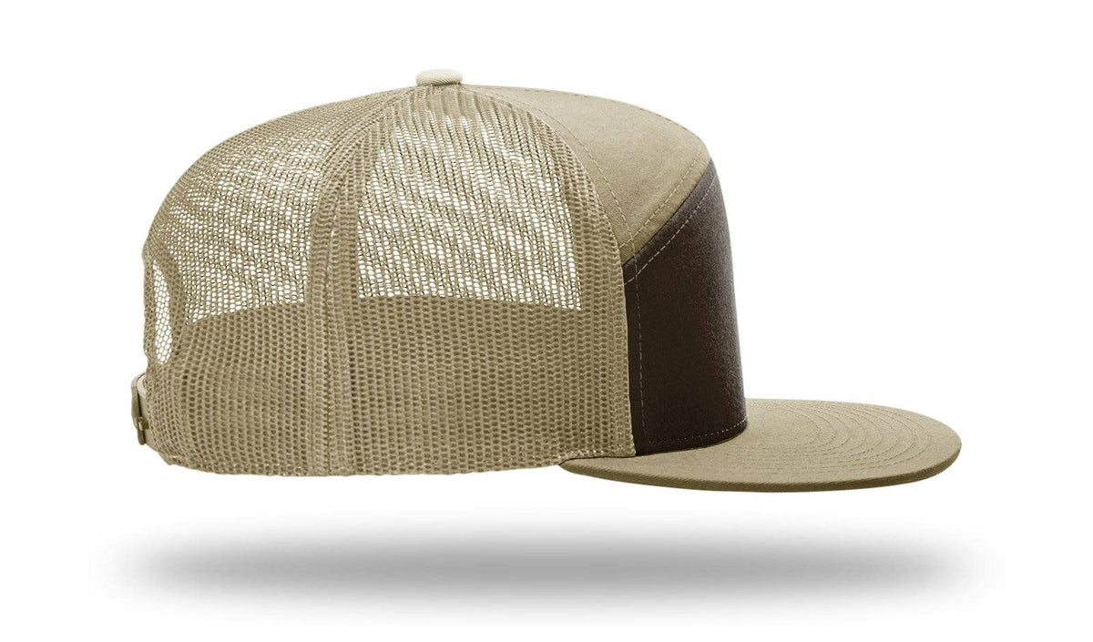 Richardson 168 7-Panel Trucker Hat: Pale Khaki/Loden Green