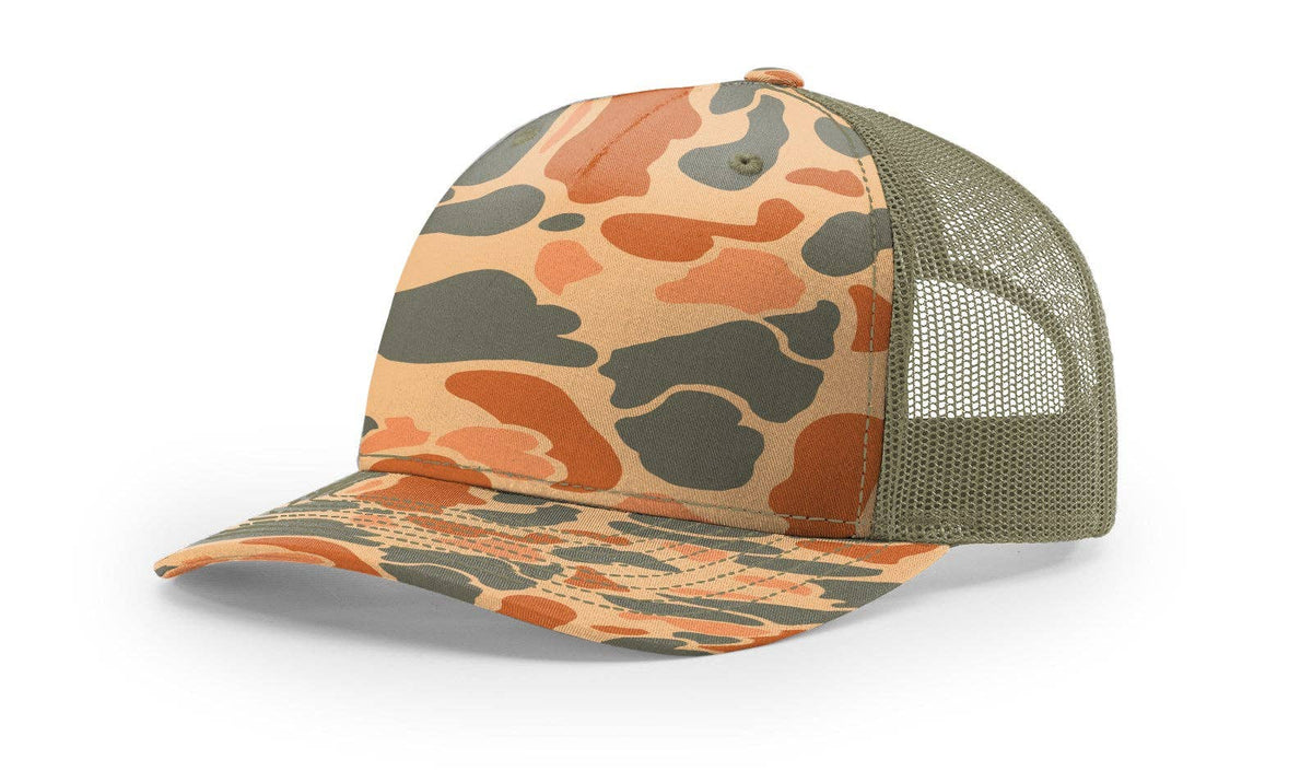 Richardson 112PFP Printed Five Panel Trucker - Duck Camo Colors: Bark Duck Camo/Brown