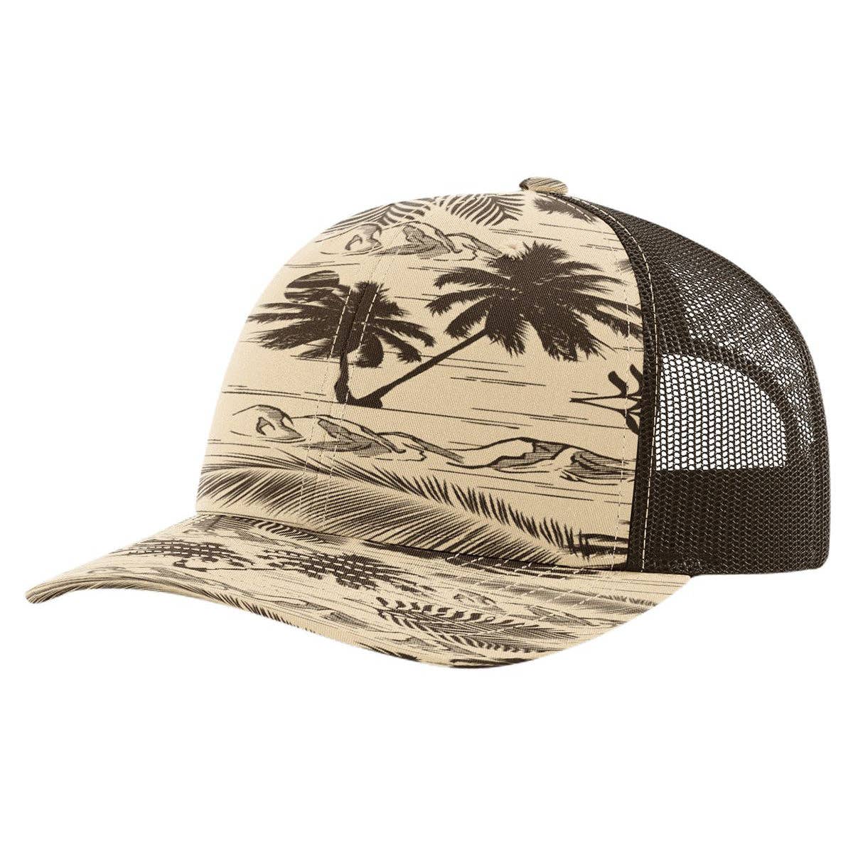 Richardson 112P Printed Trucker Hat Snapback Cap: Army Green Camo/Black