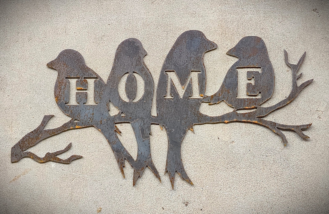 Bird Home Metal Art Sign