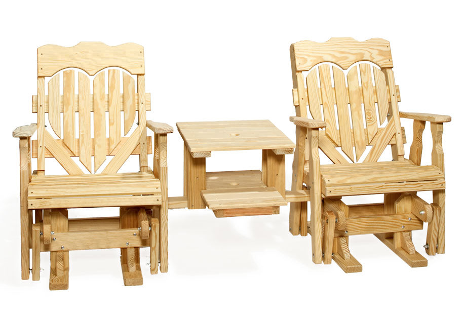 #103 High Back Heart Double Glider Settee - Wooden Settees