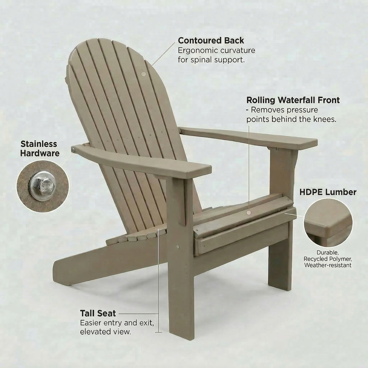 Poly Grove Deluxe Tall & Wide Adirondack Chair