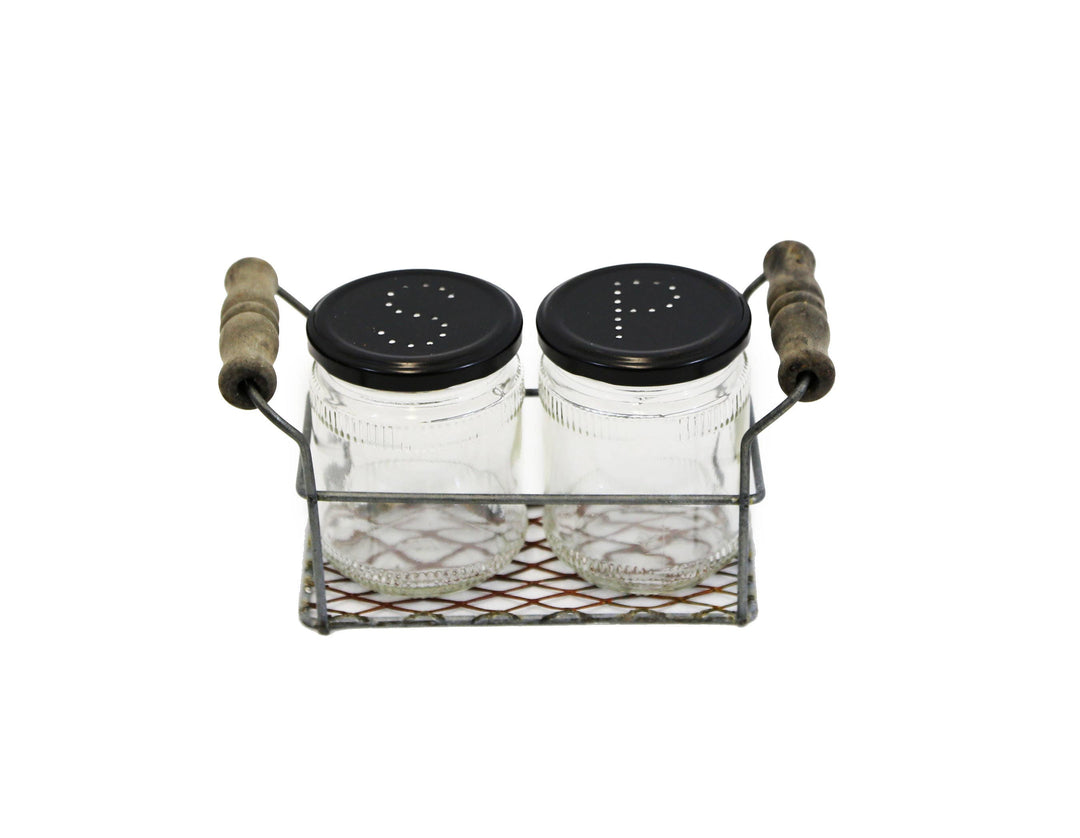 Rusty Zinc Two Jar Caddy With Jars