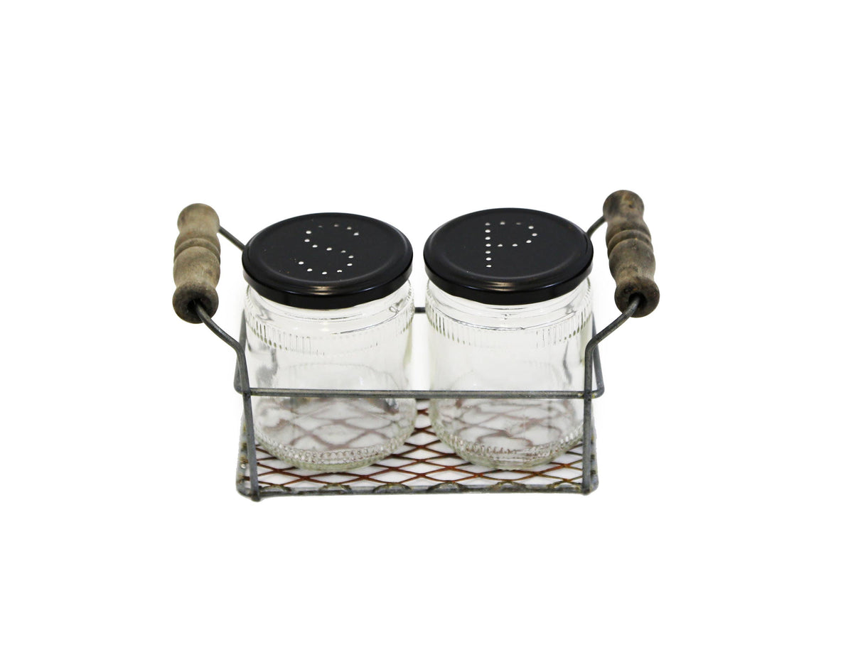 Rusty Zinc Two Jar Caddy With Jars