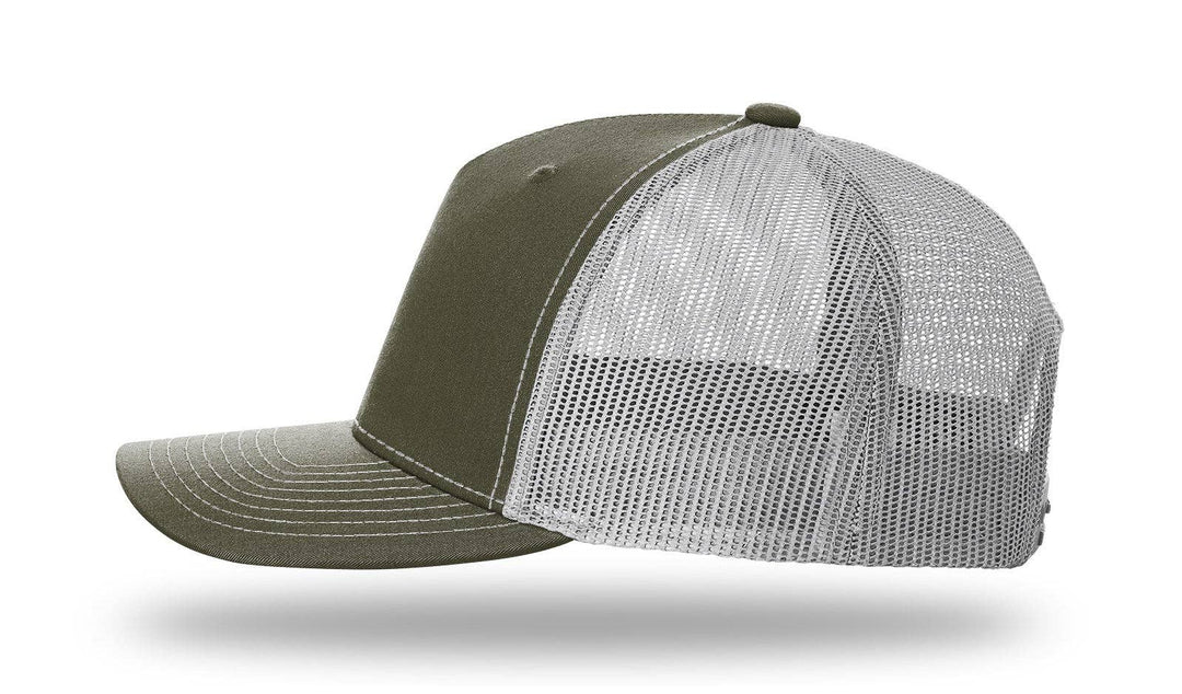 Richardson 112FP - 5-Panel Premium Trucker Snapback Hat: Army Olive/Tan