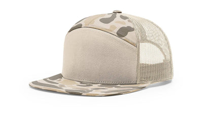 Richardson 168P Printed 7 Panel Trucker Hat: Realtree Advantage/Khaki
