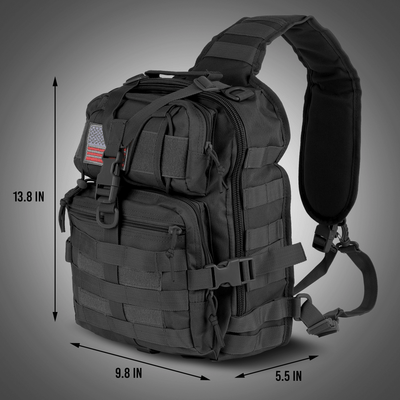 XGear 14L Range Sling Bag Backpack with Adjustable Strap: Black