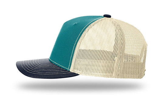 Richardson 112FP - 5-Panel Premium Trucker Snapback Hat: Army Olive/Tan