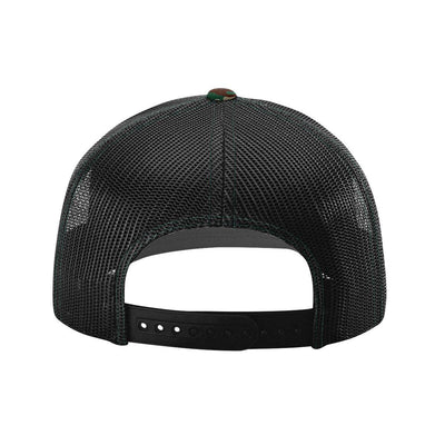 Richardson 112P Printed Trucker Hat Snapback Cap: Army Green Camo/Black