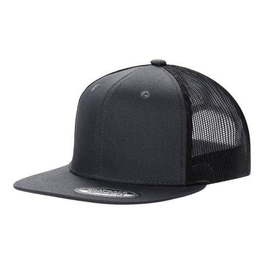 Unbranded 6-Panel Trucker Hat, Blank Flat Bill Mesh Cap: Brown/Khaki
