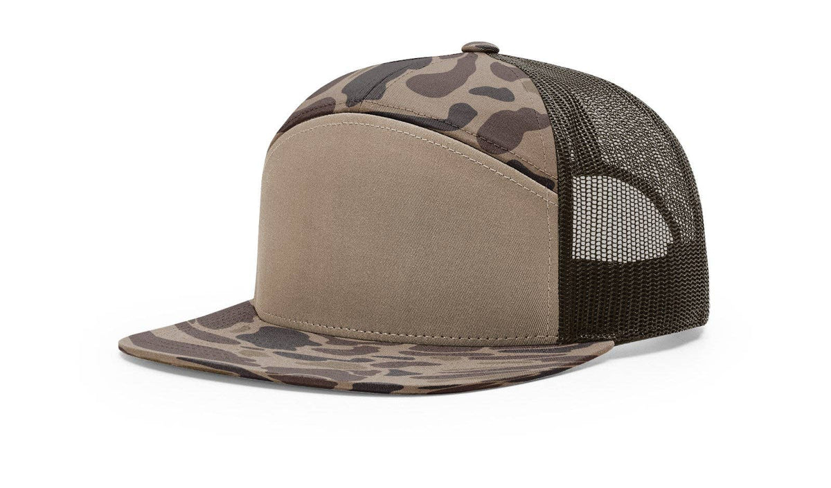 Richardson 168P Printed 7 Panel Trucker Hat: Realtree Advantage/Khaki