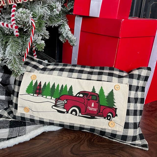 Holiday Panel: Winter, Vintage; Christmas Red Tree Truck