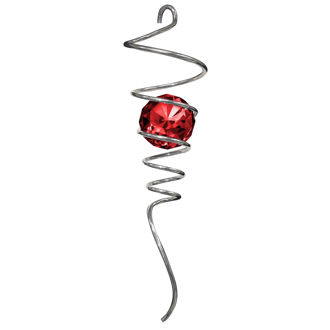 Silver / Red - Crystal Spiral Tail Wind Spinner