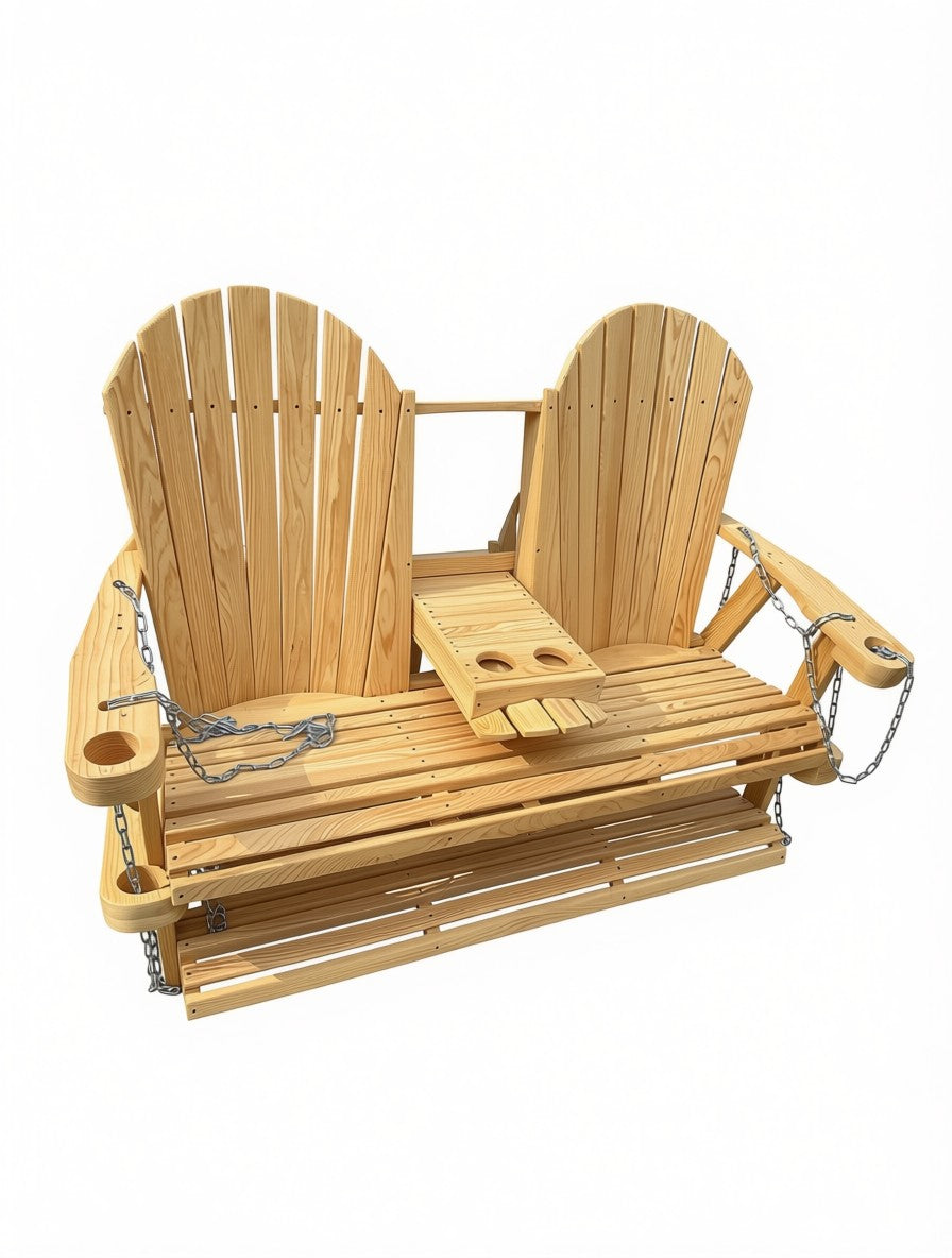 Homestead Amish 5ft Cypress Double Fanback Swing w/ Console
