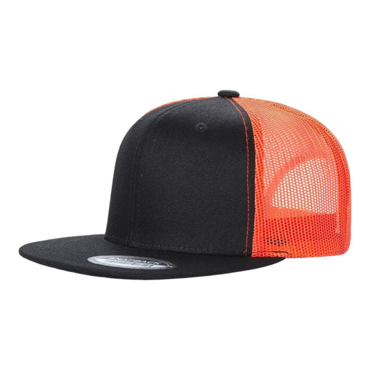 Unbranded 6-Panel Trucker Hat, Blank Flat Bill Mesh Cap: Brown/Khaki