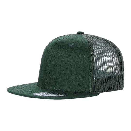 Unbranded 6-Panel Trucker Hat, Blank Flat Bill Mesh Cap: Brown/Khaki