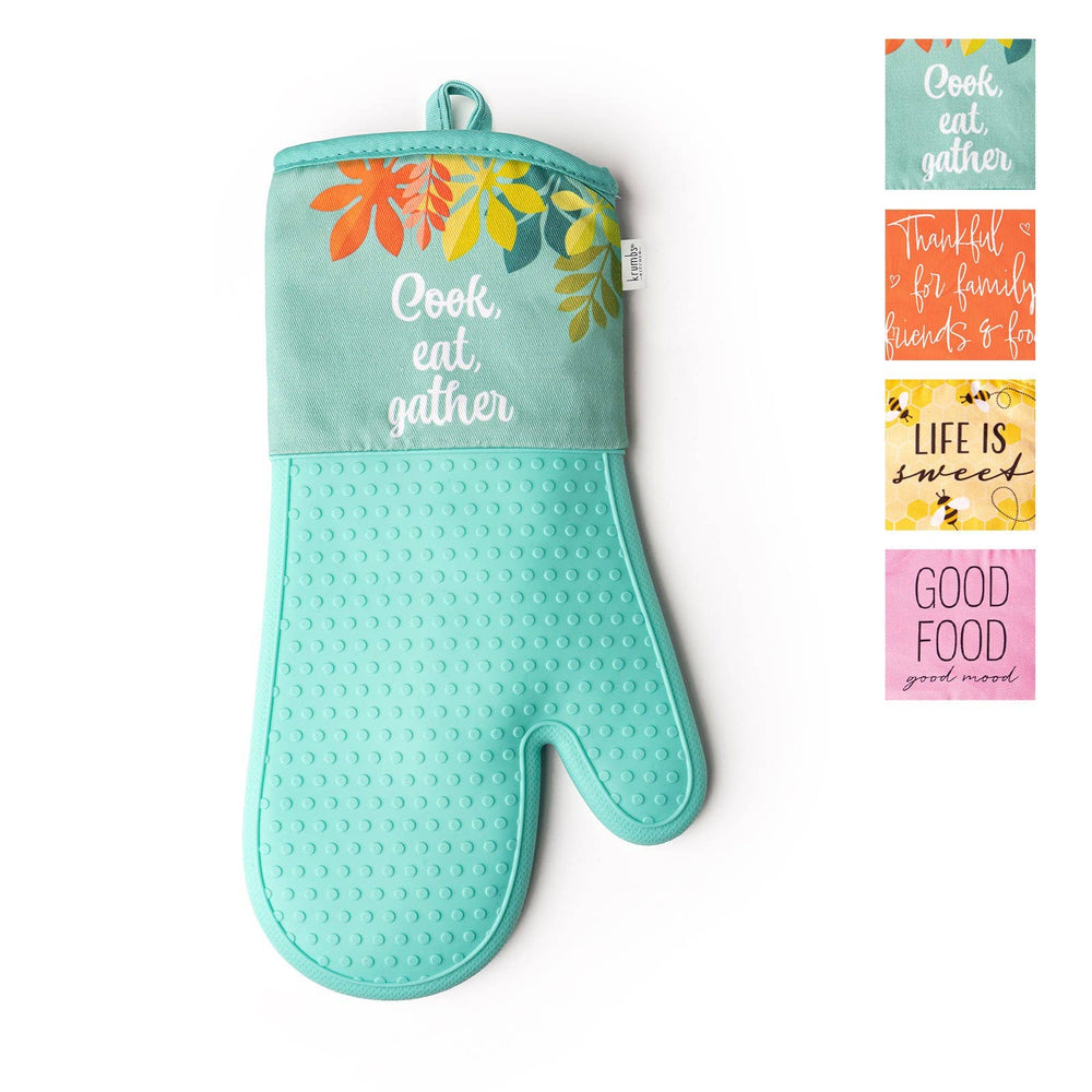 Krumbs Kitchen Homemade Happiness Silicone Oven Mitts Open S: Cook Eat Gather
