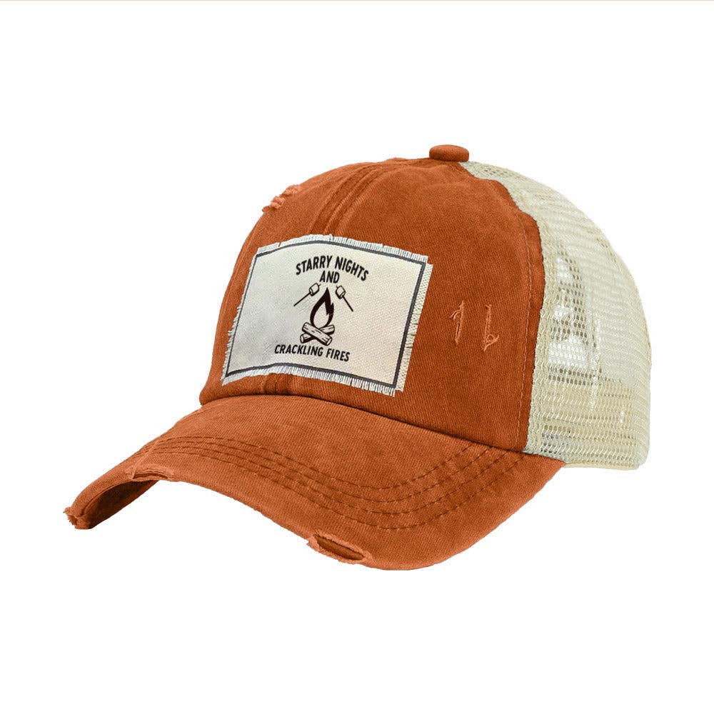 Starry Nights and Crackling Fires Vintage Distressed Trucker