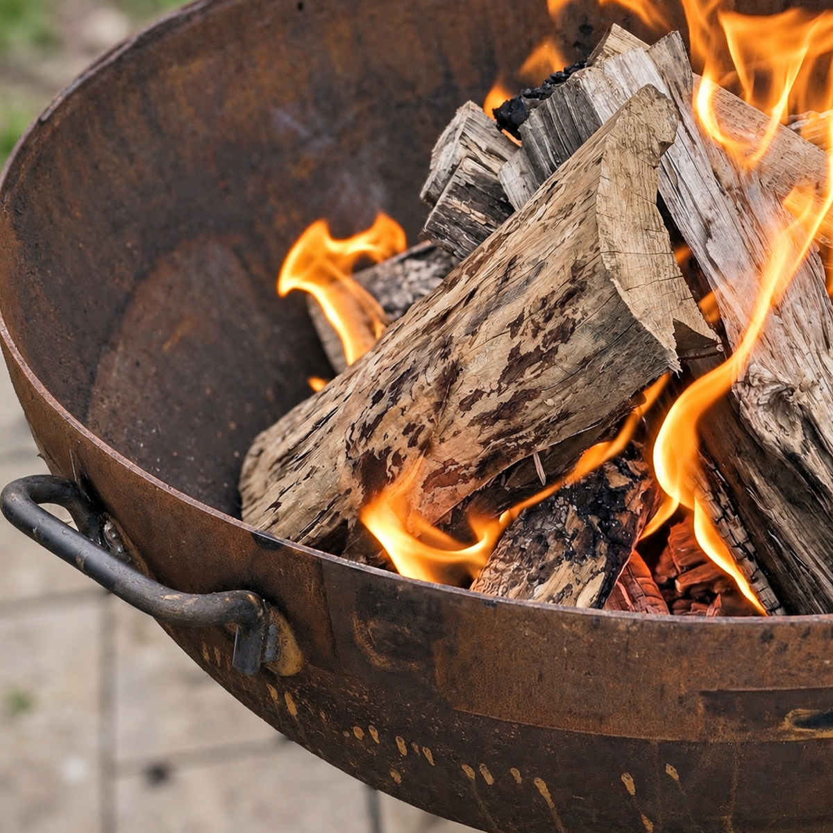 30-inch Pioneer Fire Pit close-up with natural color