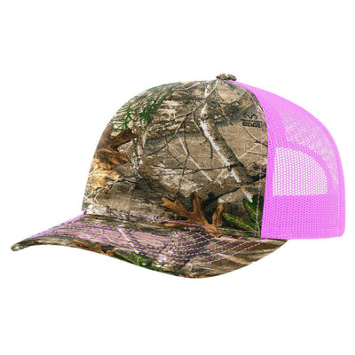 Richardson 112P Printed Trucker Hat Snapback Cap: Army Green Camo/Black