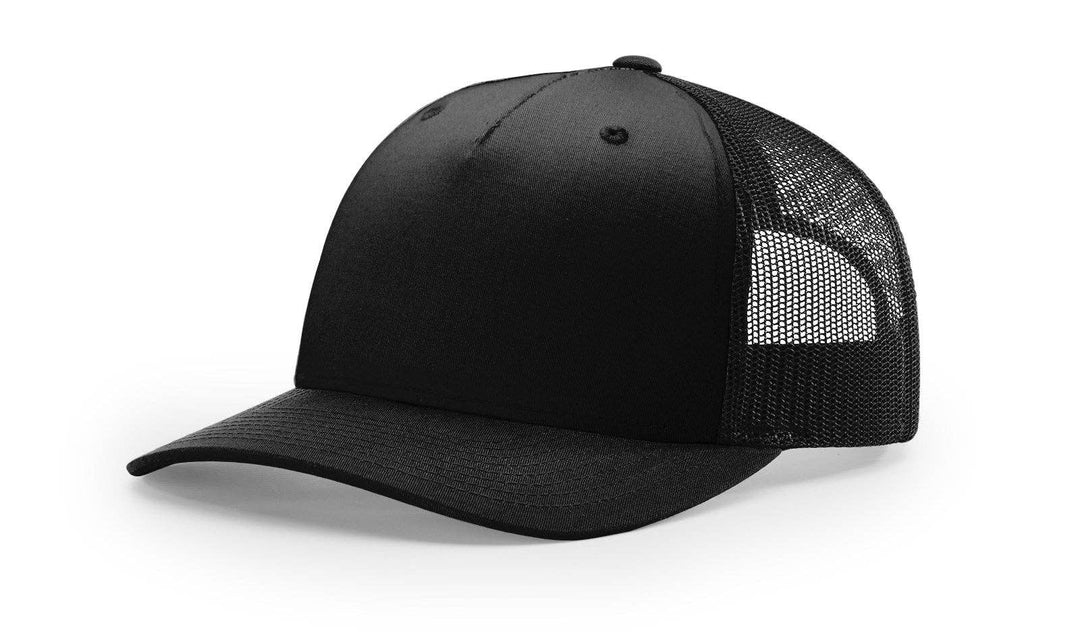 Richardson 112FP - 5-Panel Premium Trucker Snapback Hat: Black/White