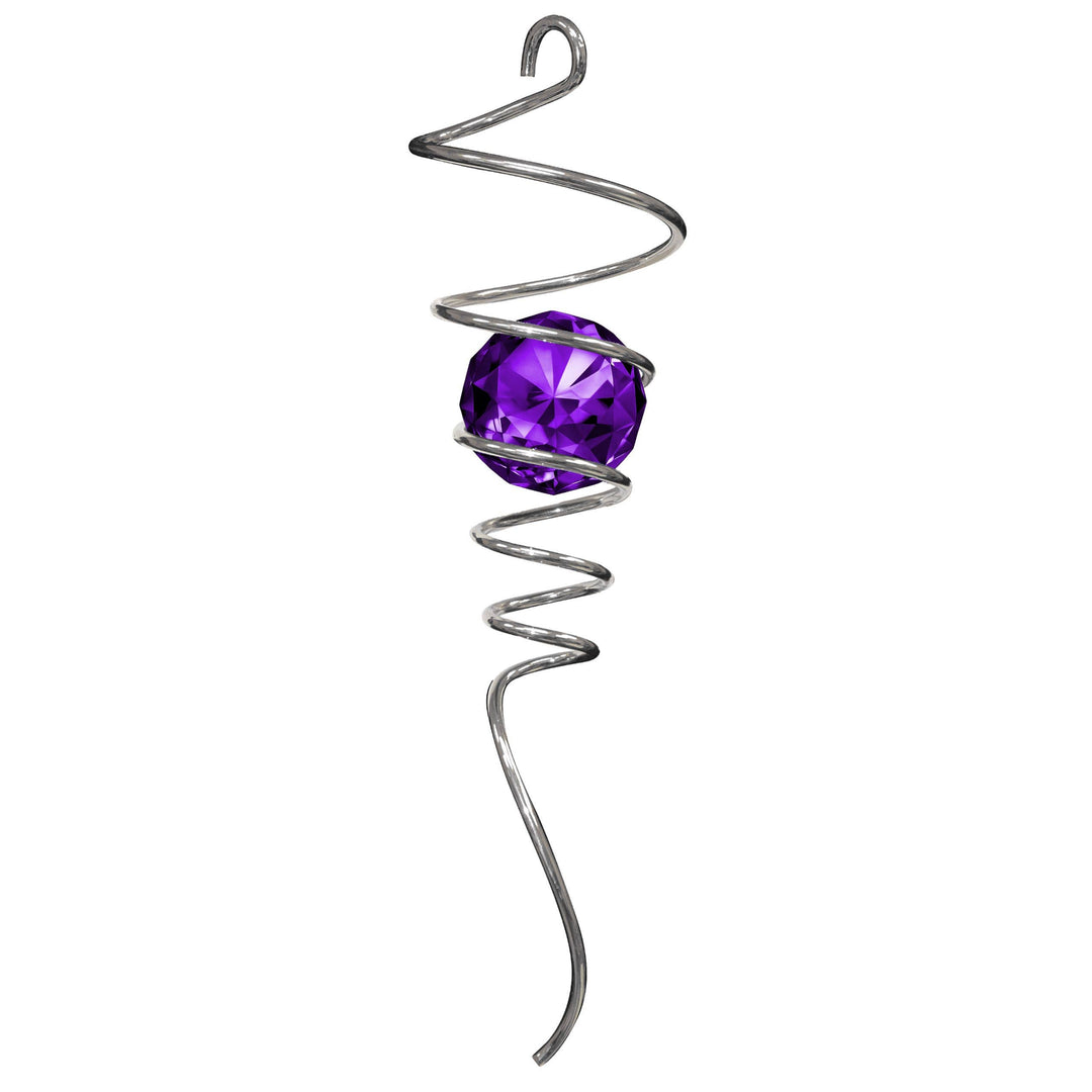 Silver / Purple - Crystal Spiral Tail Wind Spinner