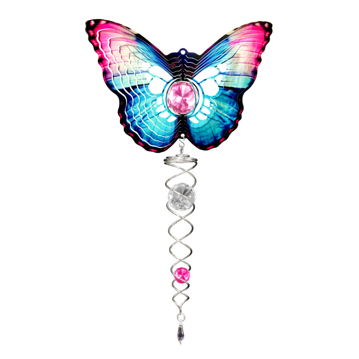 Crystal Pink Butterfly - Mini Set Wind Spinner