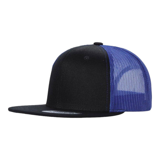 Unbranded 6-Panel Trucker Hat, Blank Flat Bill Mesh Cap: Brown/Khaki