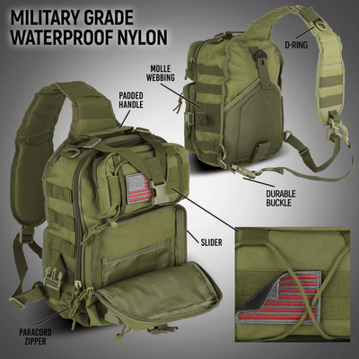 XGear 14L Range Sling Bag Backpack with Adjustable Strap: Khaki
