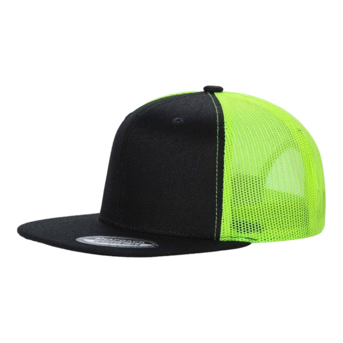 Unbranded 6-Panel Trucker Hat, Blank Flat Bill Mesh Cap: Brown/Khaki