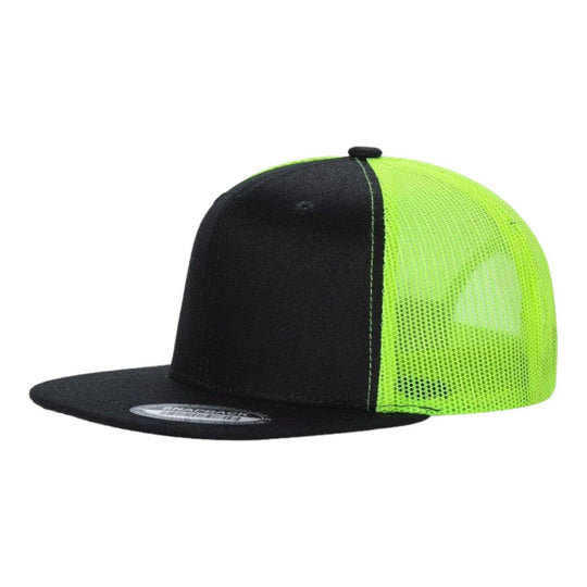 Unbranded 6-Panel Trucker Hat, Blank Flat Bill Mesh Cap: Brown/Khaki