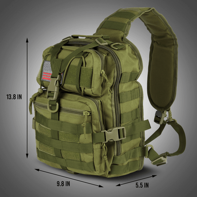 XGear 14L Range Sling Bag Backpack with Adjustable Strap: Khaki