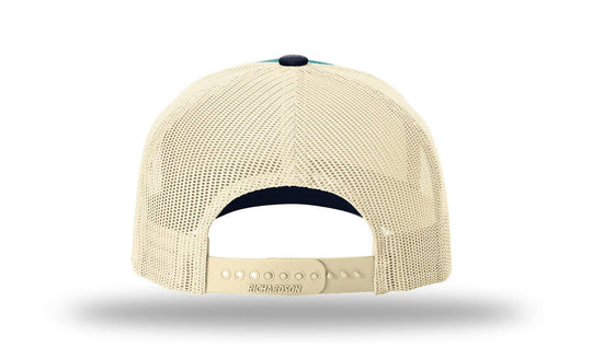 Richardson 112FP - 5-Panel Premium Trucker Snapback Hat: Black/White