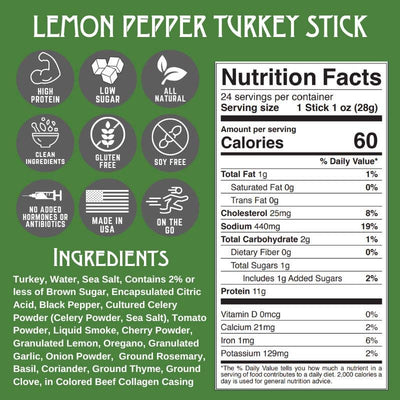 Lemon Pepper Turkey Stick - 24 Pack