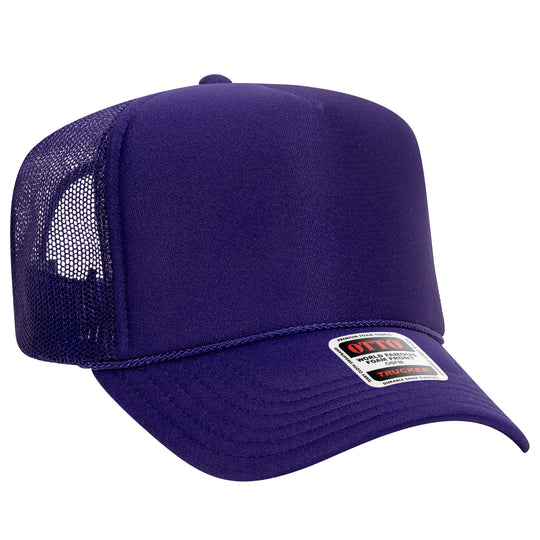 Otto 5-Panel High Crown Foam Trucker Hats, Mesh Back Cap - 39-165: Purple