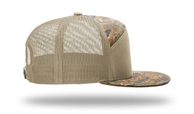 Richardson 168P Printed 7 Panel Trucker Hat: Realtree Advantage/Khaki