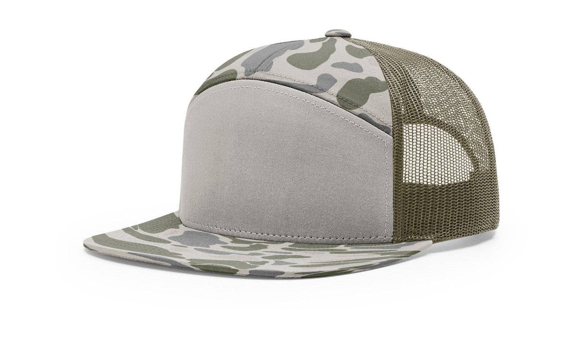 Richardson 168P Printed 7 Panel Trucker Hat: Realtree Advantage/Khaki