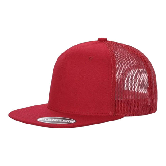 Unbranded 6-Panel Trucker Hat, Blank Flat Bill Mesh Cap: Brown/Khaki