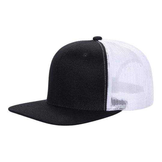 Unbranded 6-Panel Trucker Hat, Blank Flat Bill Mesh Cap: Brown/Khaki
